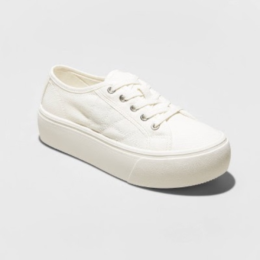 A New Day - White canvas platform sneakers